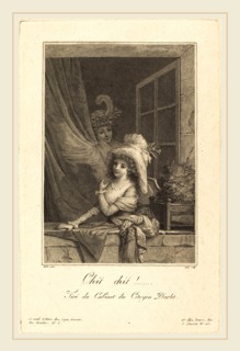 Jacques-Louis Copia after Jean-Baptiste Mallet, French (1764-1799), Chit chit, stipple engraving