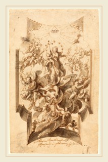 Melchior Steidl, Austrian (1657-1727), The Immaculate Conception, 1711, pen and brown ink with gray