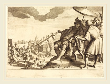 Jacques Callot, French (1592-1635), Construction and Fortification of the Port  of Livorno, c.