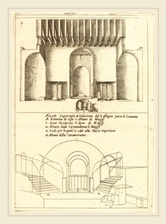 Jacques Callot, French (1592-1635), Elevation of the Church of the Holy Manger, 1619, etching and