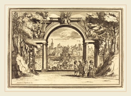Arnold von Westerhout, Flemish (1651-1725), Il Greco in Troia: Plate 1, etching and engraving on
