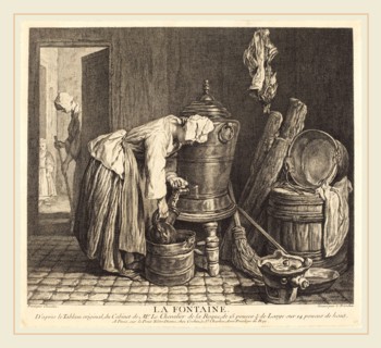 Charles-Nicolas Cochin I after Jean Siméon Chardin, French (1688-1754), La Fontaine, 1739,