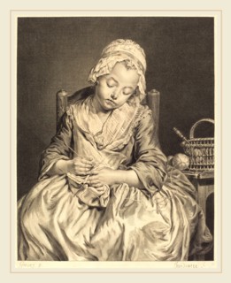Claude-Donat Jardinier after Jean-Baptiste Greuze, French (1726-1771 or before), La tricoteuse