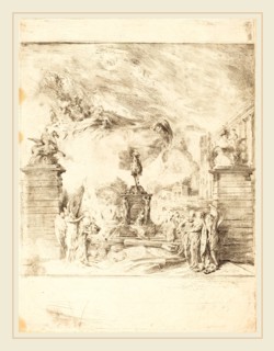 Gabriel Jacques de Saint-Aubin, French (1724-1780), Allegorie sur l'Erection de la Statue de Louis