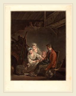 Jean-FranÃ§ois Janinet after Jean Jacques Lagrenee, French (1752-1814), L'oisseau prive, color