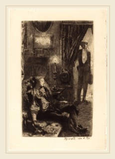 Albert Besnard, French (1849-1934), Iza Sleeping (Le Sommeil d'Iza), 1885, etching and aquatint on
