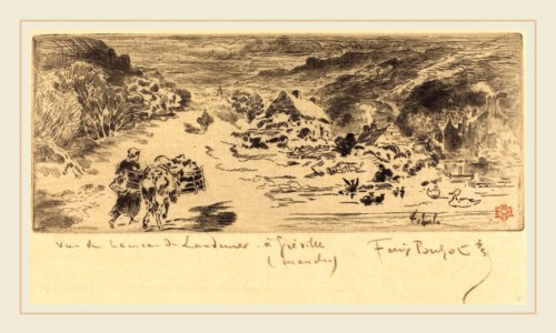 Félix-Hilaire Buhot, French (1847-1898), L'Entrée de Landemer (Hague), c. 1873, etching and