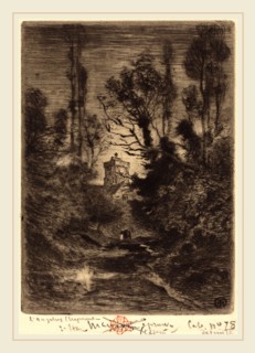 Félix-Hilaire Buhot, French (1847-1898), La Ronde de nuit (Night Patrol), 1878, etching, aquatint,
