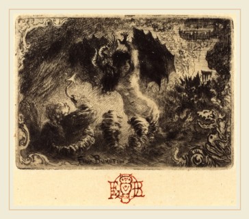 Félix-Hilaire Buhot, French (1847-1898), Jacques Cazotte's "Le Diable amoureux" (1st vignette),