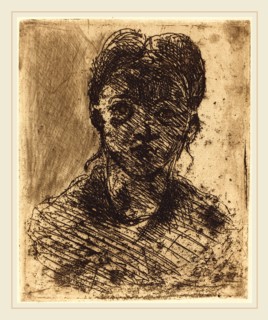 Paul Cézanne, French (1839-1906), Bust of a Girl, 1873, etching