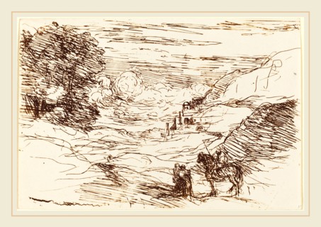 Jean-Baptiste-Camille Corot, French (1796-1875), The Paladins (Les Paladins), 1871, cliche-verre