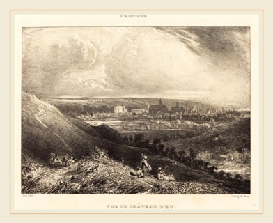 Paul Huet, French (1803-1869), View of the Chateau d'Eu (Vue du Chateau d'Eu), 1834, lithograph