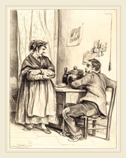 Lucien, Domestic Dispute, French, active mid 19th century, lithograph