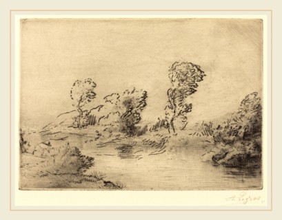 Alphonse Legros, Banks of the Marne (Bord de la Marne), French, 1837-1911, drypoint and (etching?)