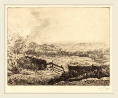 Alphonse Legros, The Gate (L'entree du champ), French, 1837-1911, etching? and drypoint