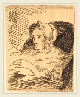Edouard Manet, French (1832-1883), The Convalescent (La convalescente), 1876-1878, etching in dark