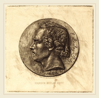 Charles Meryon, French (1821-1868), Evariste Boulay-Paty; A Poet (From a Bronze by David d'Angers),