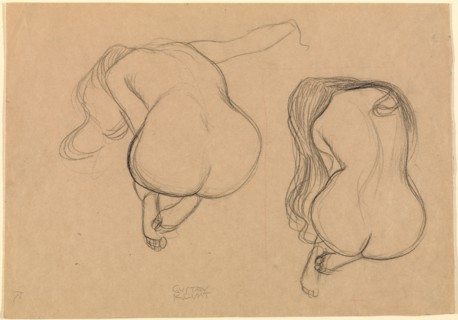Two Studies of a Seated Nude with Long Hair