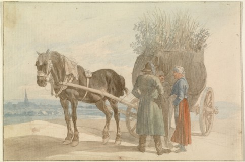 Austrian Peasants with a Horse and Cart, with a View of Vienna i