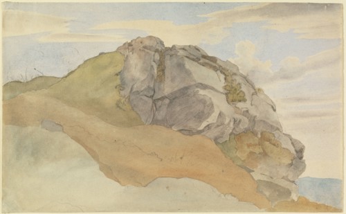 Rocky Outcropping (recto),  Rocky Forest with Strollers (verso)