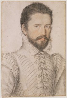 Portrait of a bearded man, half-length, wearing a slashed double