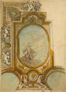 Studies for a Ceiling Decoration (recto),  Studies for a Ceiling