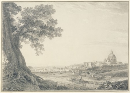 An extensive view of Rome from the Orti della Pineta Sacchetti