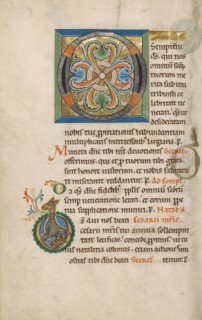 Decorated Initial O,  Inhabited Initial D