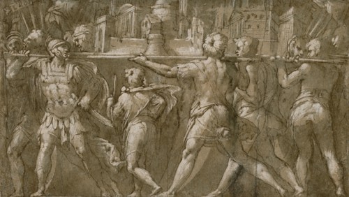Soldiers Carrying a Model of a City