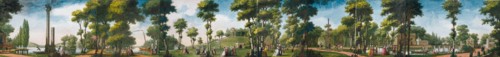 Figures Walking in a Parkland