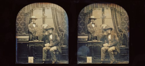 [Self-portrait of Antoine FranÃ§ois Jean Claudet and his son Hen