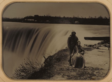 [Portrait of a Couple at Niagara Falls in Waterproof Clothing]