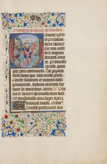 Initial O: Saint Christopher Carrying the Christ Child