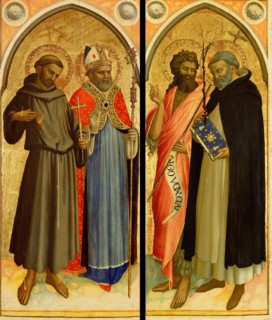 Saint Francis and a Bishop Saint, Saint John the Baptist and Sai