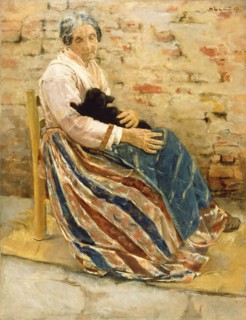 An Old Woman with Cat
