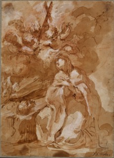 A Female Saint Contemplating a Crucifix