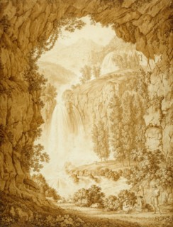 A Shepherd and Muses by a Waterfall