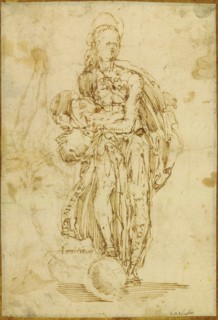 Allegorical Figure of Friendship (recto),  Christ on the Cross (