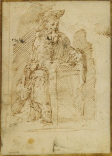 St. Jerome (recto),  Kneeling Male Nude, with His Head and Shoul