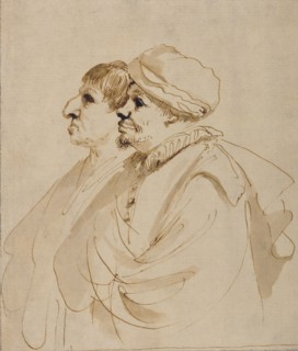 Caricature of Two Men Seen in Profile