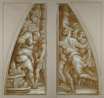 "Bearded Man Filling a Glass" and "Youth Running"
