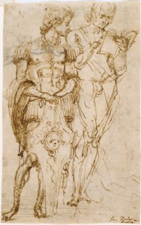 Two Standing Male Figures (recto),  A Man Reclining and Other St