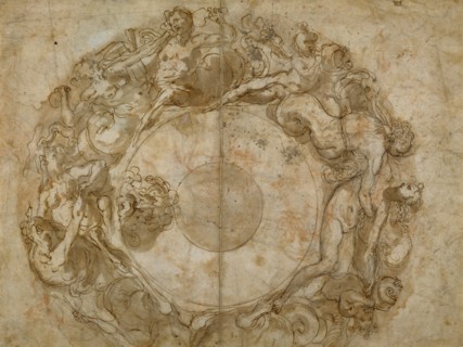 Design for a Circular Dish (recto),  Figure Studies (verso)