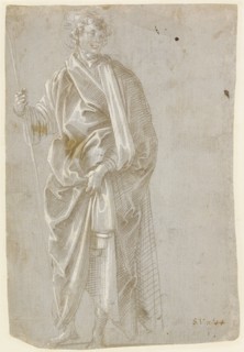 Standing Saint (recto),  Studies of Christ at the Column, a Nude
