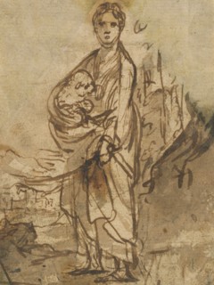 Saint Agnes (recto),  Figure Studies (verso)