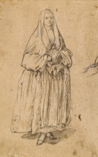 Standing Woman Holding a Muff, Turned Slightly to the Right (rec