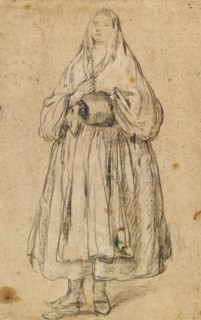 Standing Woman Holding a Muff, Turned Slightly to the Left (rect