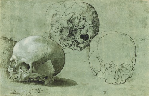 Study of Three Skulls (recto),  Architectural Study (verso)