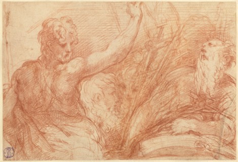 Studies of Saints John the Baptist and Jerome, a Crucifix, and V