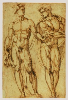 Study of Two Men (recto),  Study of the Head of a Bearded Man (v